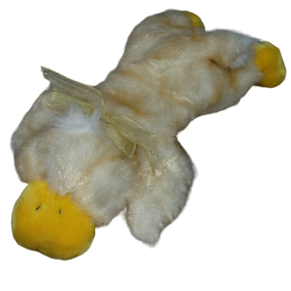 Vintage Dan Dee Duck 15 inch Plush Fuzzy Easter Spring Bird Bow Stuffed Animal T